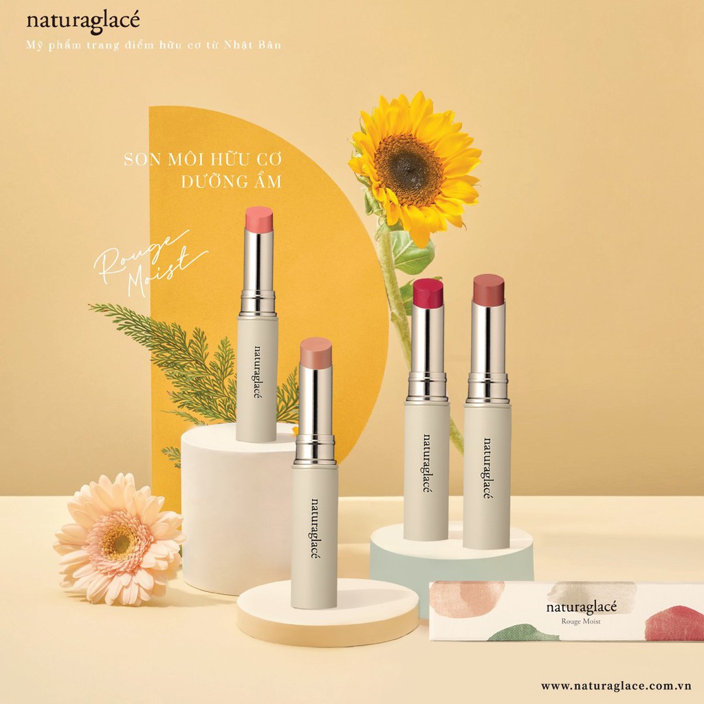 [Mua son tặng set son du lịch mini] Son bán lì hữu cơ naturaglacé rouge moist lipstick