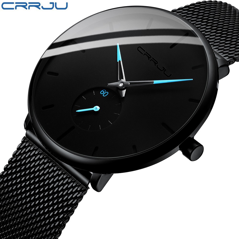 Đồng hồ đeo tay thạch anh CRRJU 2150 dây bằng thép không gỉ sang trọng cho nam