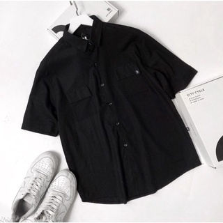 Áo sơ mi đũi cộc tay unisex phong cách hàn quốc