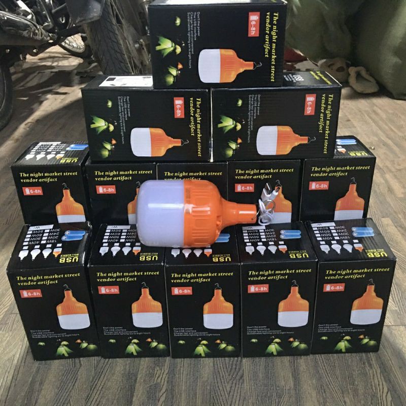 Bóng đèn led sạc pin tích điện 60W, 100W, 150W nạp bằng cáp usb dùng được 6 đến 8 giờ, 3 chế độ sáng | BigBuy360 - bigbuy360.vn