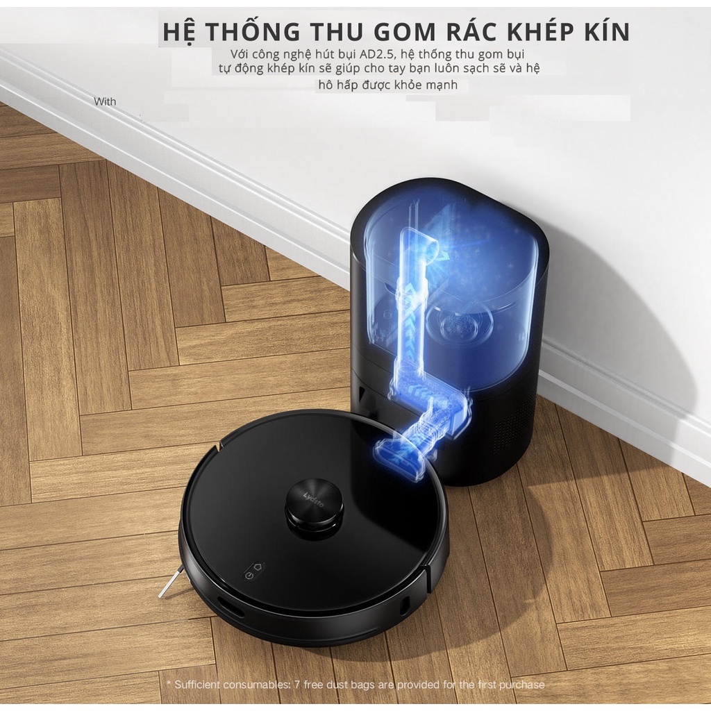 Robot hút bụi lau nhà Xiaomi Lydsto R1 với hộp đựng bụi tự động đổ rác kết hợp sạc thông minh