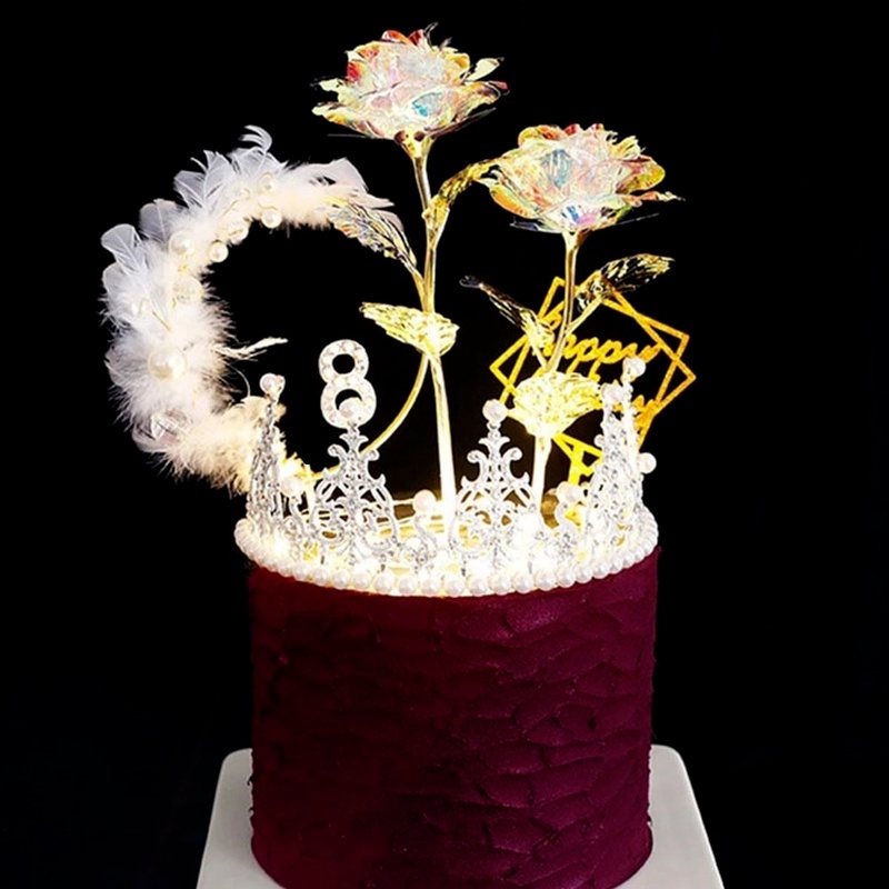 1 Que Cắm Trang Trí Bánh Kem Hình Bướm Phối Ren Lông Vũ Dùng Cho Tiệc Cưới / Sinh Nhật / Valentine