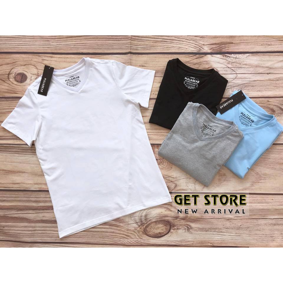 Áo thun cổ tim Pull & Bear - Vải dư chính hãng