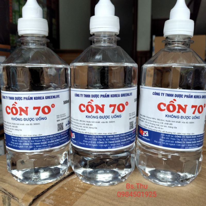 Combo 8 chai cồn Y tế Ethanol 70 độ - cồn 90 độ (thể tích 500ml/chai)