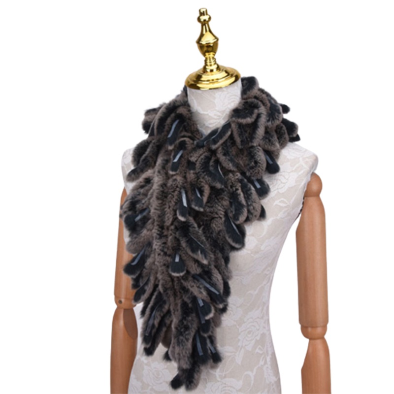 Khăn Choàng Dệt Kim Lông Thỏ Nhân Tạo Mềm Mại Màu Trơn Thoáng Khí Ấm Áp Thời Trang