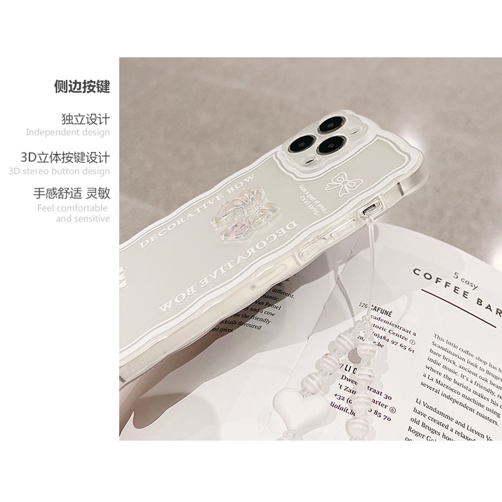 Ốp lưng iphone Ốp Điện Thoại Trong Suốt In Hình Nơ Và Đá Cho Iphone 11 13Pro max 12 xr xs iPhone13 12pro max 11 xr 8Plus Dinuo case-III