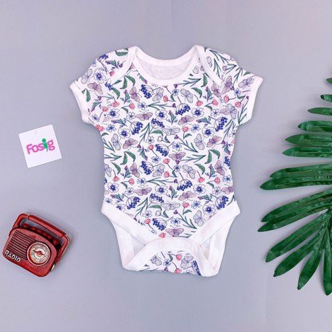 [3-15kg] Bodysuit [Girl] - Trắng/Hoa Bướm