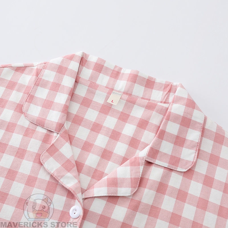 Set đồ ngủ nữ FDS quần và tay dài chất cotton kẻ sọc caro Nhật đầu xuân