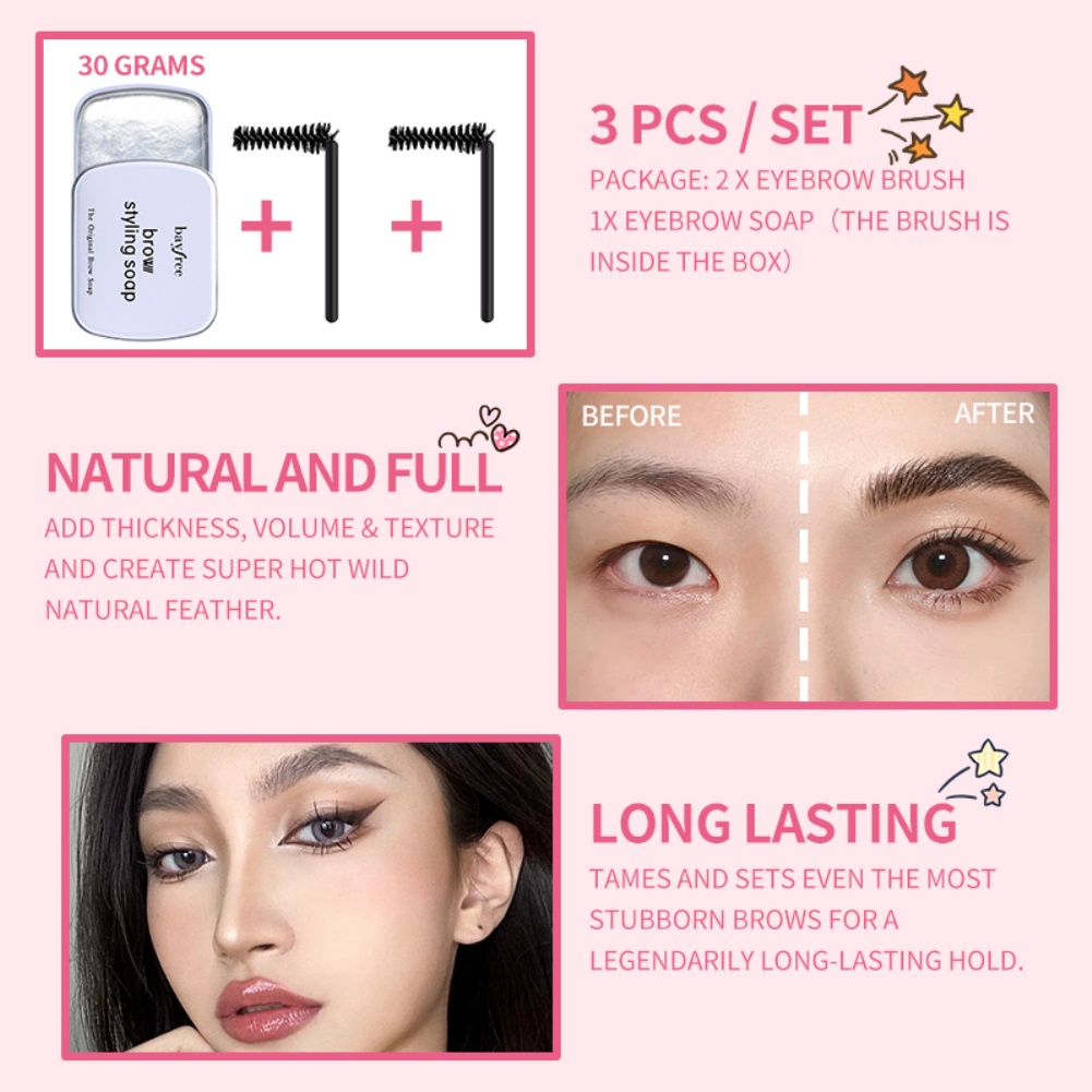 Còn Hàng Bayfree Trang Điểm Tạo Kiểu Lông Mày Xà Phòng Thiên Nhiên 3 Chiều Lông Mày Sáp Trong Suốt Giữ Chân Mày Xà Phòng Lông Mày Kem cá Tuyết