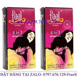 Bao Cao Su Feel 4 In 1 Bao Gai Kéo Dài Giúp Vợ Lên Đỉnh Lâu Hơn (hộp 12 cái)