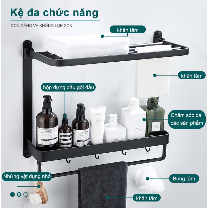 Kệ đựng đồ dùng MEIDOO bằng nhôm gắn tường tiện lợi cho nhà tắm