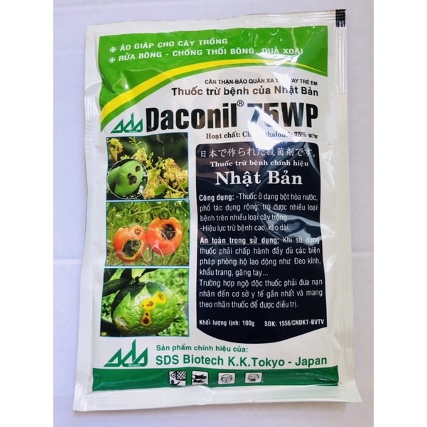 Daconil 75WP Gói/100G - TRỪ BỆNH NHẬT BẢN 250 LOẠI BỆNH ĐỐM LÁ – THÁN THƯ