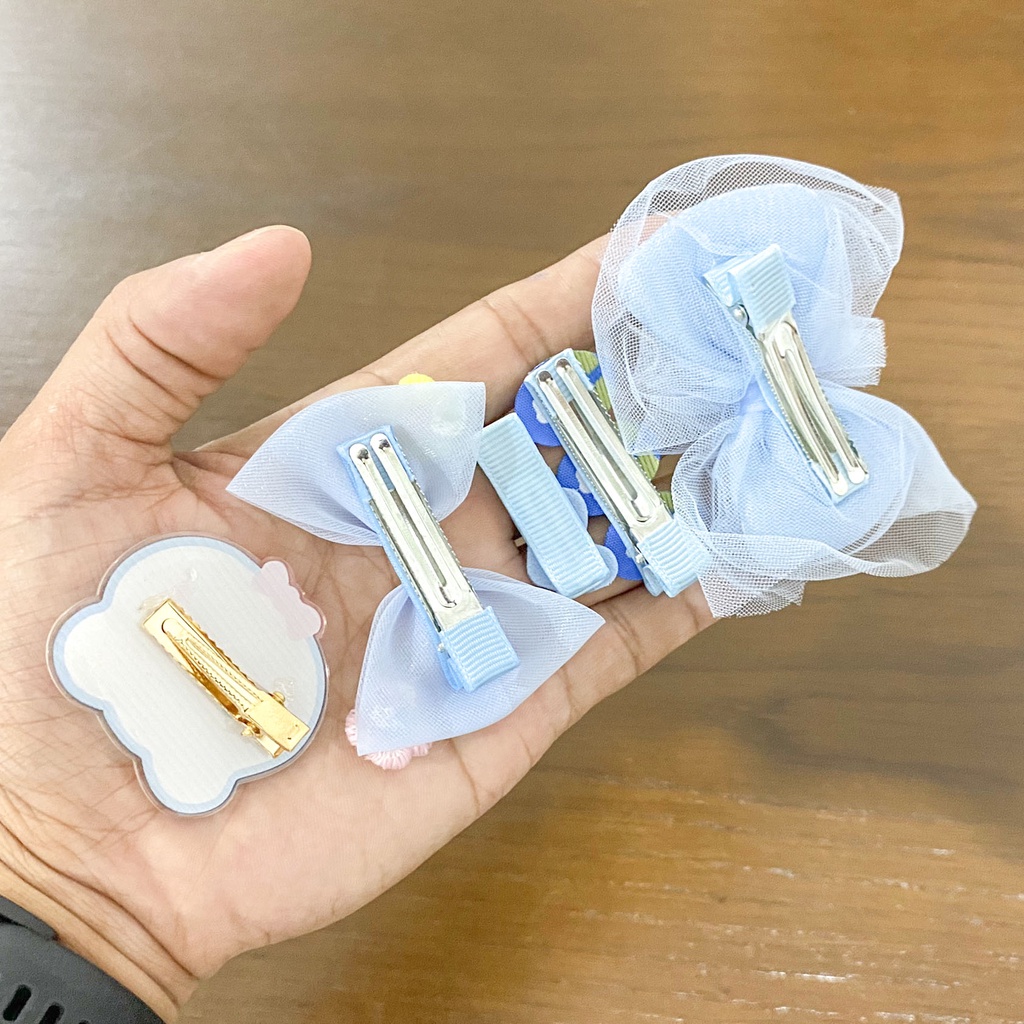 Bộ kẹp tóc, nơ cho bé gái gồm 5 món nhiều màu