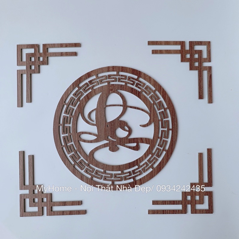 Bộ chữ Phúc, Lộc , Thọ thư pháp trang trí bàn thờ MDF Thái Lan chống ẩm màu Nâu vân gỗ