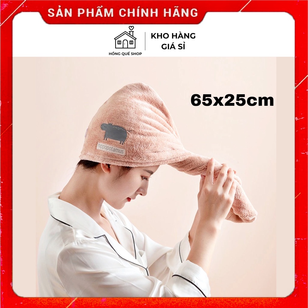 Khăn Quấn Tóc Nhanh Khô Mềm Mại Thấm Hút Tối Đa, Khăn Cuốn Ủ Tóc Siêu Tốc 2 Lớp Có Nút Cài