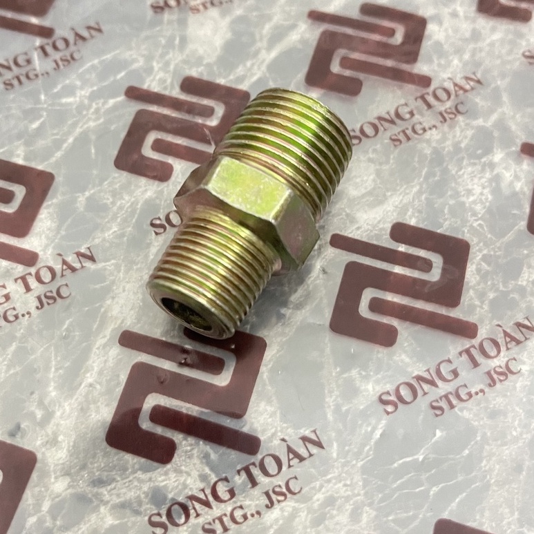 [KÉP 1/2 x 3/8] Hai đầu ren ngoài bằng Sắt mạ bước ren BSP hệ G (male hexagon nipple) Man cút nối ren