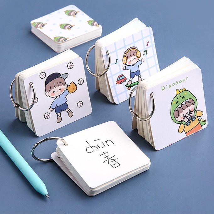 Flashcard xinh xắn dùng ghi chú học từ vựng tiếng anh nhật hàn trung 80 trang tiện lợi