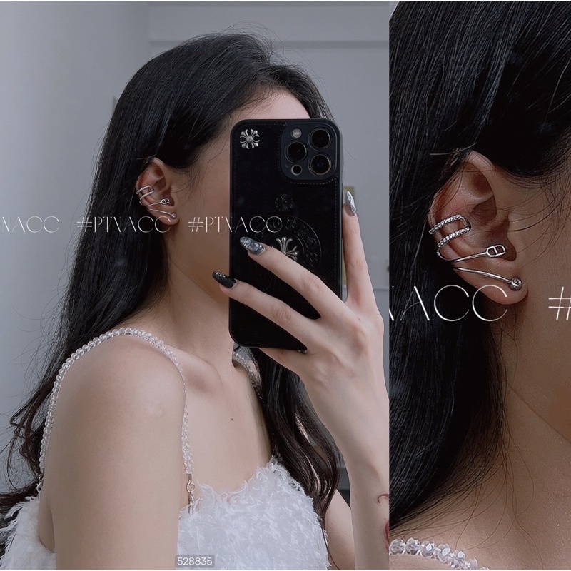 Bông tai, khuyên tai kẹp vành đính đá kiểu Trung cá tính .PTNACC.