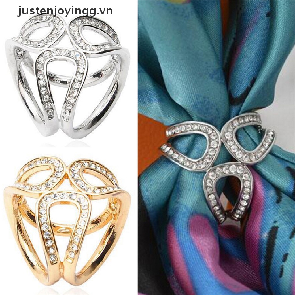 Hàng Mới Về Mới Kẹp Khăn Choàng Cổ Vải Lụa Màu Vàng / Bạc