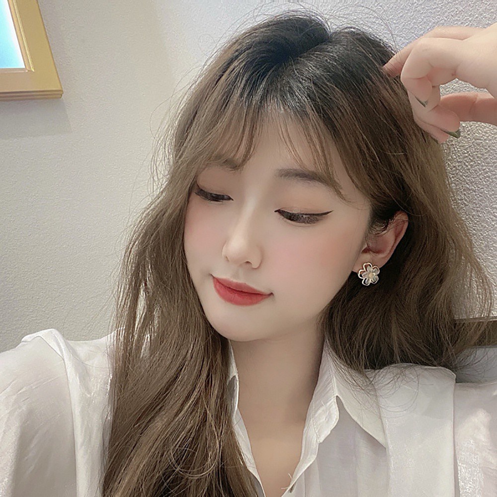 Khuyên Tai Hình Hoa Bằng Kim Loại Phong Cách Hàn Quốc Dễ Thương Cho Nữ