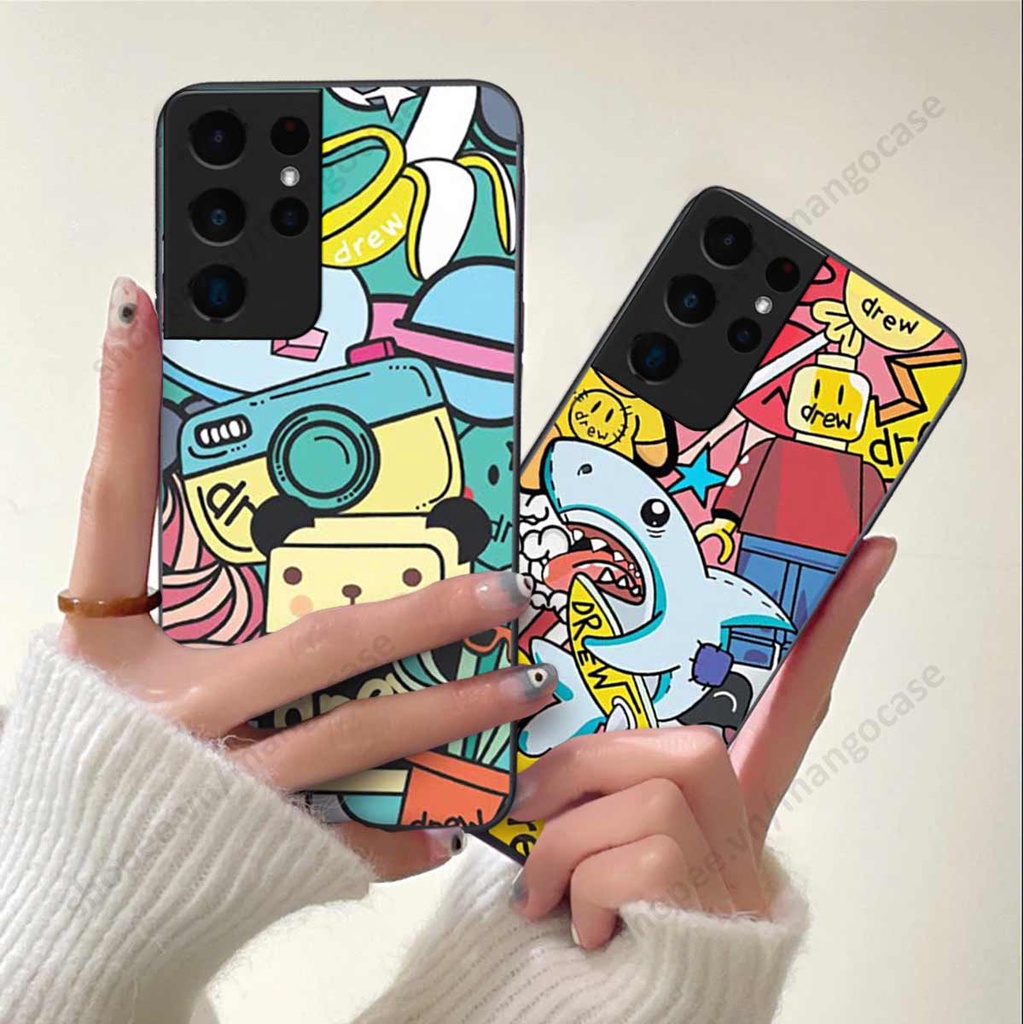 Ốp lưng điện thoại Samsung S21 Ultra drew, kaws, bape cao cấp, vỏ ốp rẻ đẹp