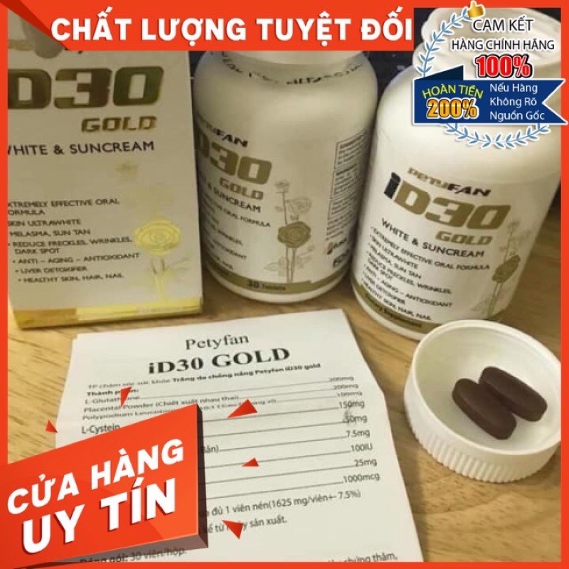 ✅[HÀNG NHẬP KHẨU CHÍNH HÃNG] Viên uống trắng da, giảm nám, chống nắng, chống lão hóa PETYFAN ID30 GOLD | BigBuy360 - bigbuy360.vn
