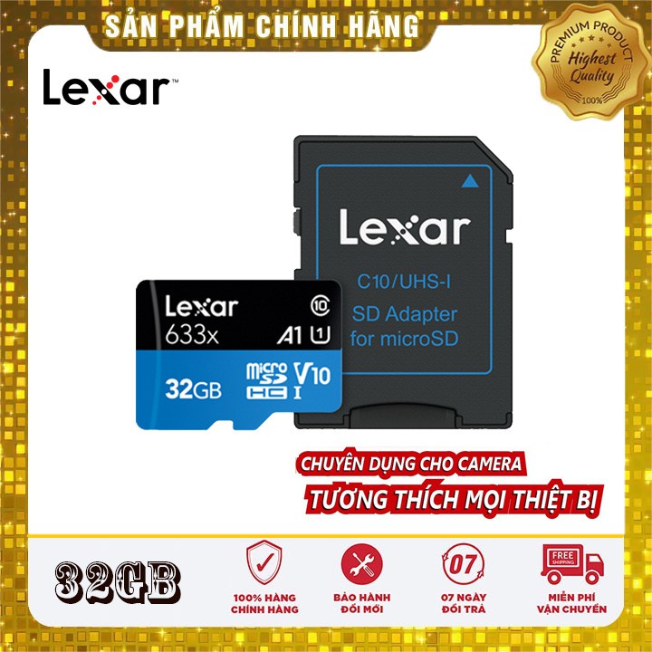 Thẻ nhớ Lexar MicroSDHC Chính hãng 64Gb/ 32Gb Class 10 100MB/s