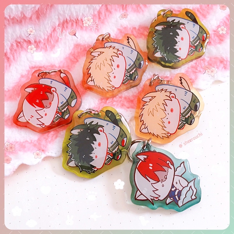 Móc khoá epoxy nền màu trong 4cm My Hero Academia Học viện anh hùng BNHA - By Sheerouchi