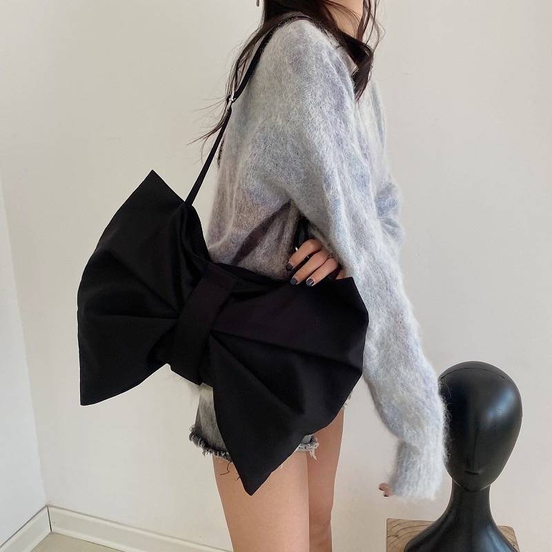 Túi Đeo Chéo Canvas Đính Nơ Phong Cách Hàn Quốc Mới