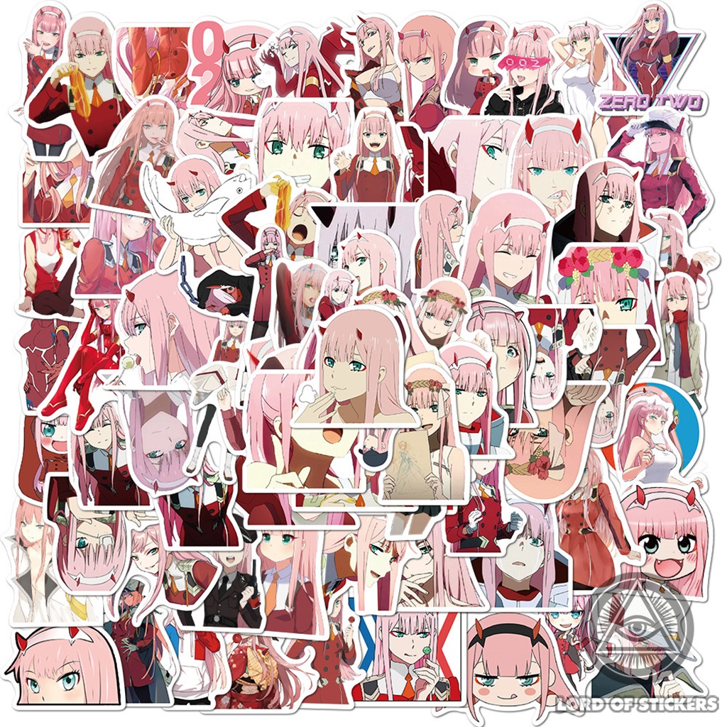 Set 100 Hình Dán Zero Two Sticker Darling In The Franxx Anime Manga Waifu Chống Thấm Nước Trang Trí Mũ Bảo Hiểm, Laptop