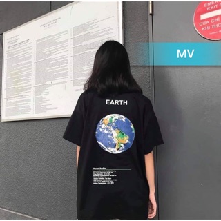 Áo thun Form rộng tay lỡ in TRÁI ĐẤT XANH kèm video ảnh thật