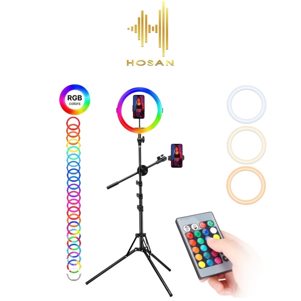 Đèn Livestreams HOSAN K15 hỗ trợ quay video kèm hiệu ứng LED RGB nhiều màu