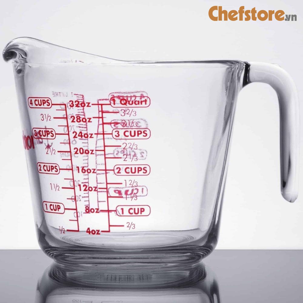 Ca Chia Vạch 💥 Cốc Đong Chất Lỏng Thủy Tinh Dung Tích 1000 ml Chính Hãng ANCHOR HOCKING Sản Xuất Tại USA
