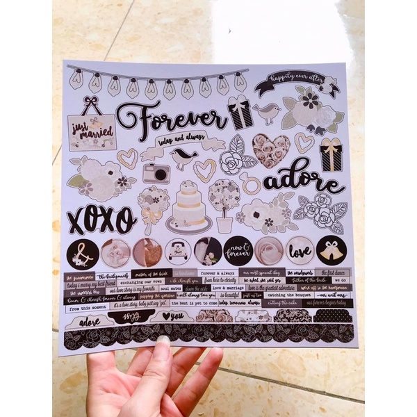 Sticker lẻ theo tờ trang trí love box , srcapbook , khung ảnh 3D handmade không dán decal- Định lượng 250gsm