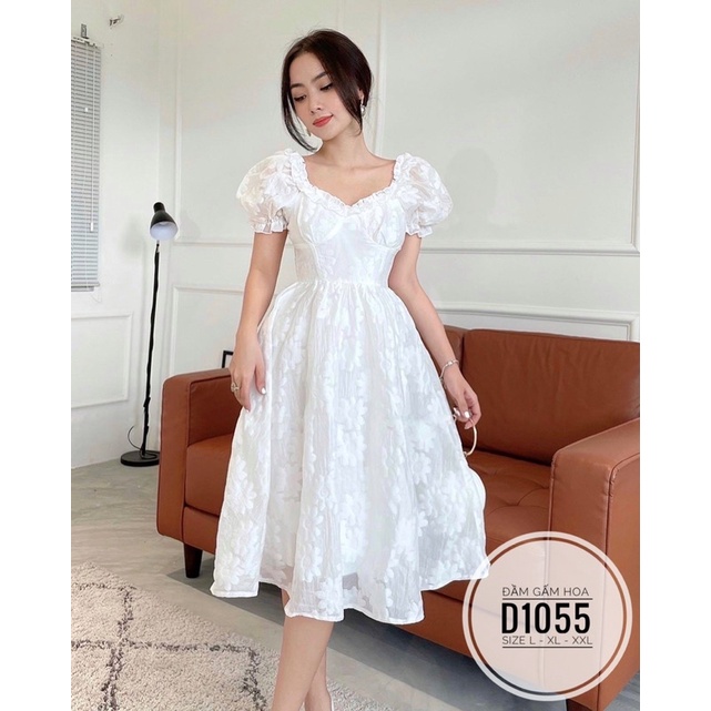 Bigsize Đầm gấm hoa D1055