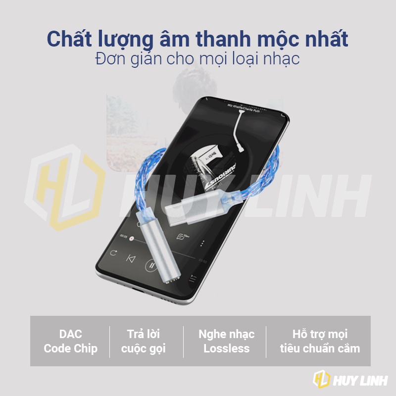 Cáp chuyển đổi âm thanh Jcally JM6 Type-C sang 3.5mm Cx31993 Hifi DAC 3.5mm