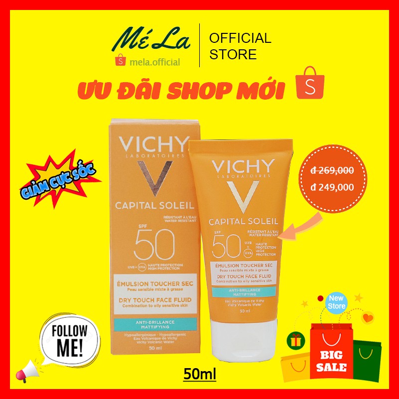 [ MẪU MỚI ] Kem Chống Nắng Vichy SPF 50 Ideal Soleil Mattifying Face Fluid Dry Touch 50ml - MÉ LA