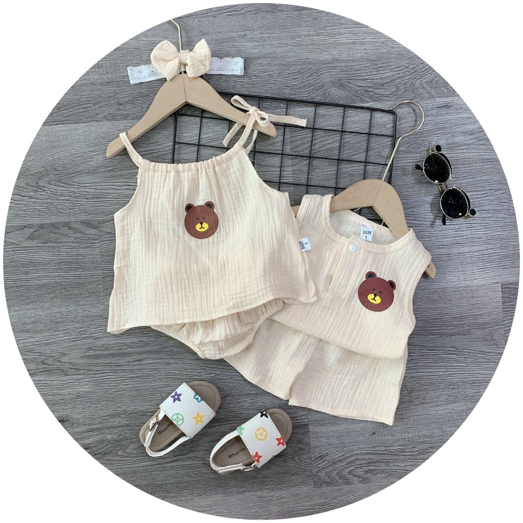 Set Bộ 3 Lỗ Chất Xô Muslin Siêu Mát Cho Bé Trai Bé Gái Size 8-20kg