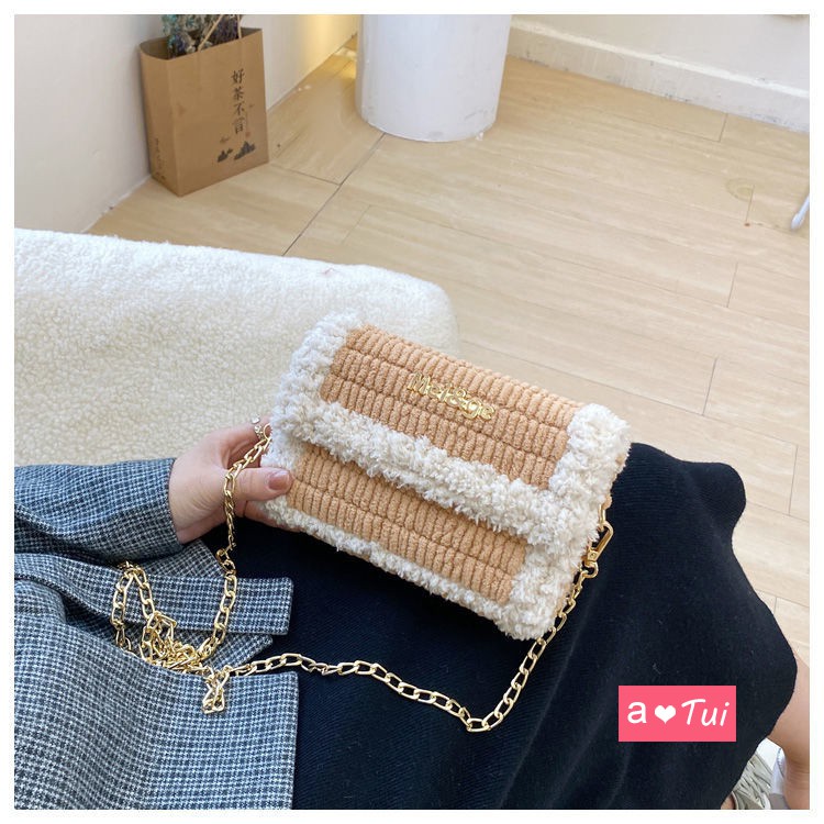 Túi xách tự đan lông xù đeo vai cá tính túi handmade