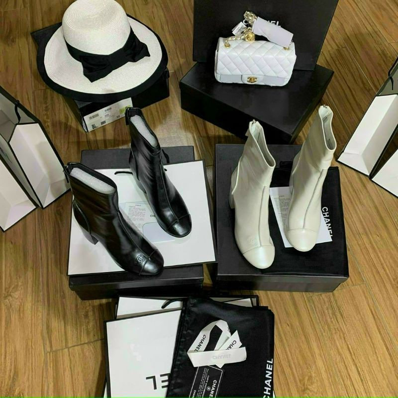 Boots da thật Chà neo hàng siu cấp cực đẹp đen trắng