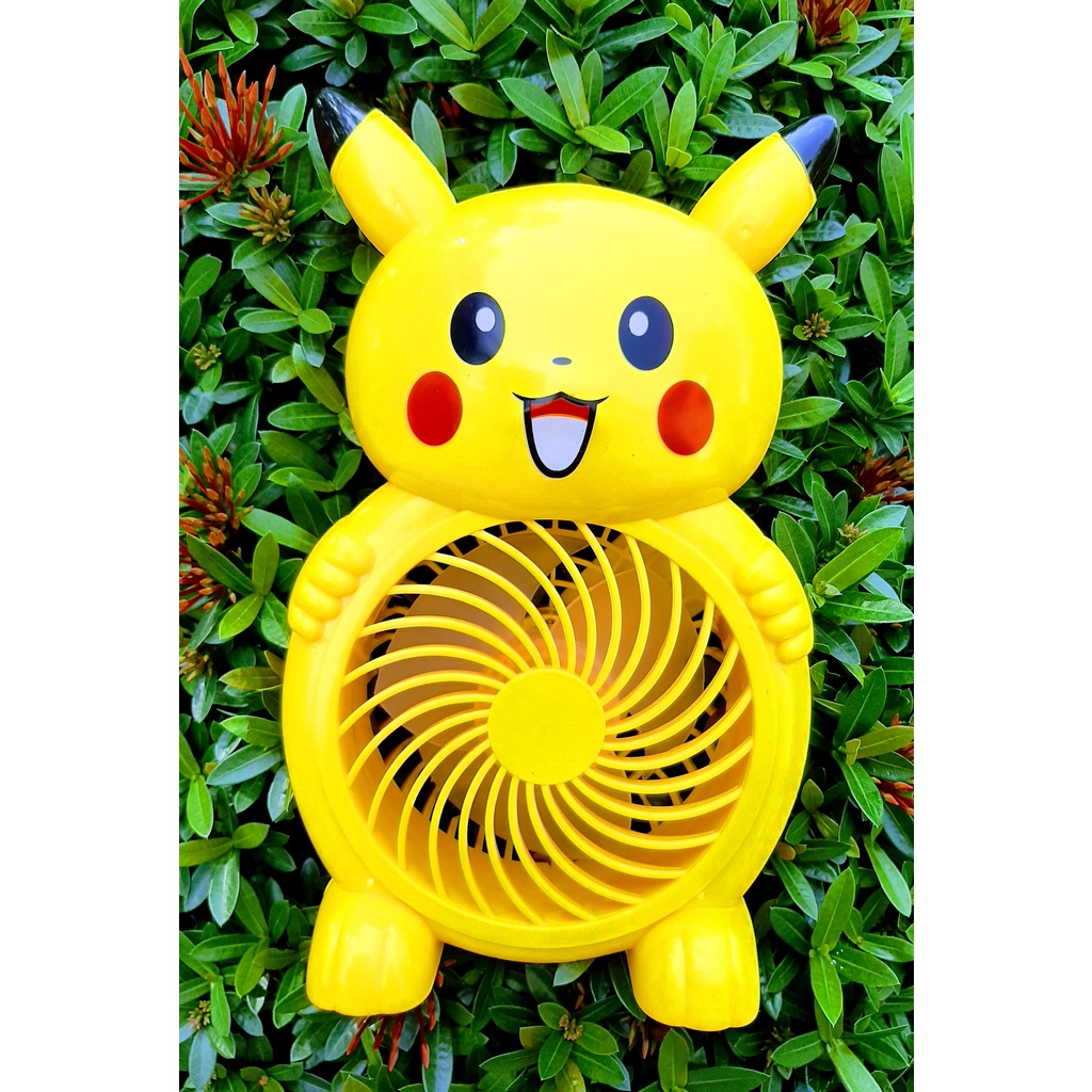 Quạt Mini Cầm Tay Tích Điện PIKACHU Cổng Sạc USB Siêu Mát.