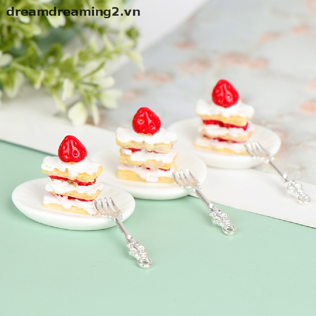 1 Bộ Nĩa Dâu Tây Trang Trí Nhà Búp Bê