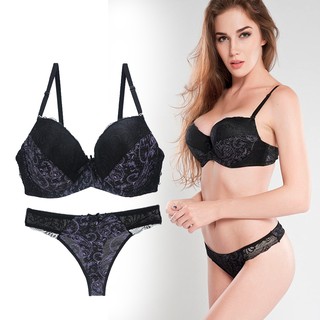 Set áo lót nâng ngực cúp CDE và quần lót cỡ lớn cho nữ