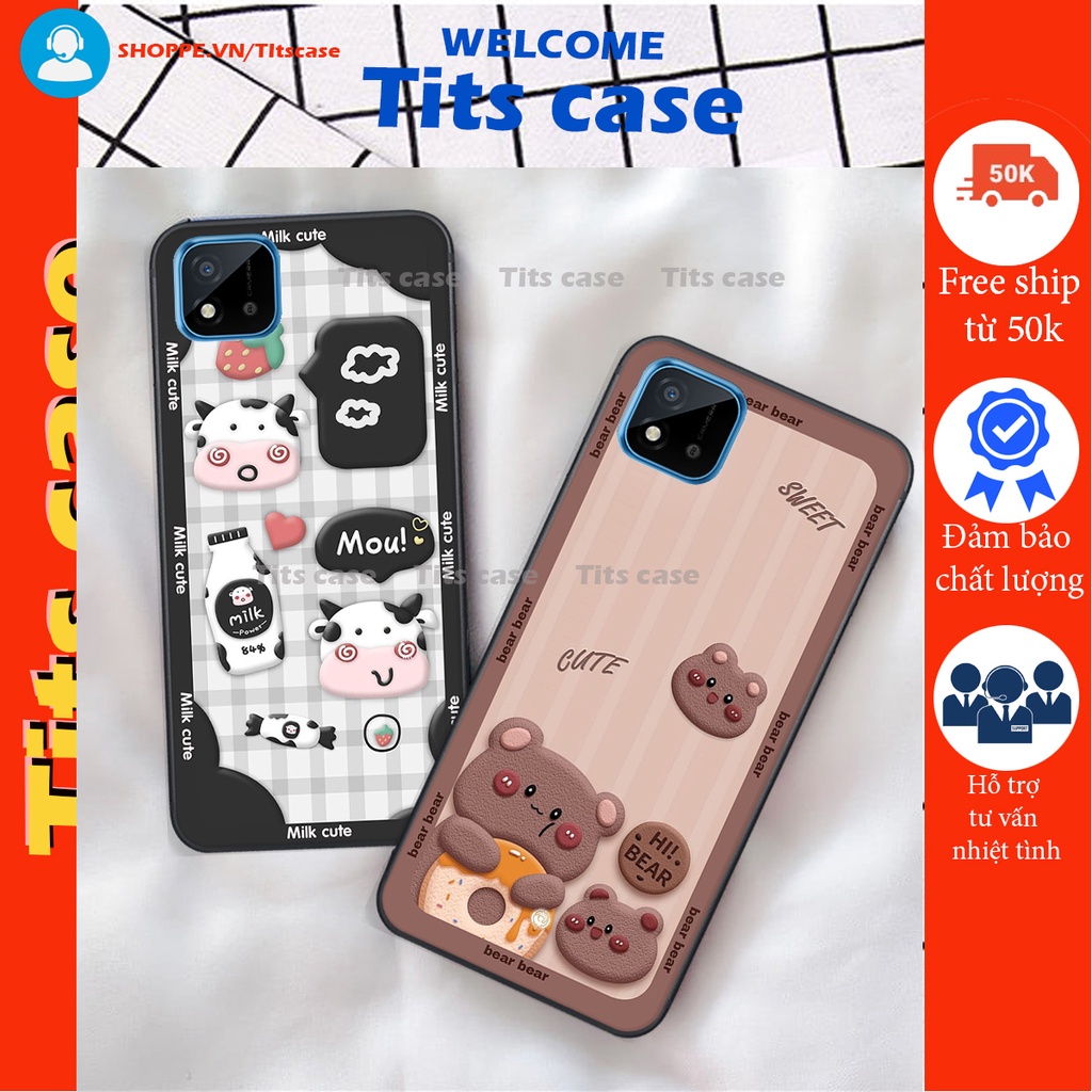 Ốp lưng Realme C11 in hình bò sữa, gấu be@r, cute cực  ĐỈNH -  cực CHẤT-  cực COOL
