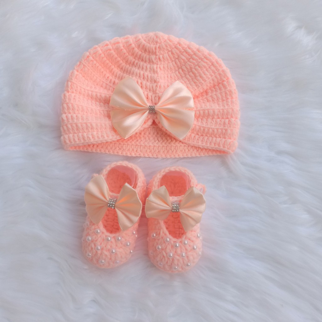 SET NÓN VÀ GIÀY LEN CHO BÉ GÁI TỪ 01-12 THÁNG TUỔI