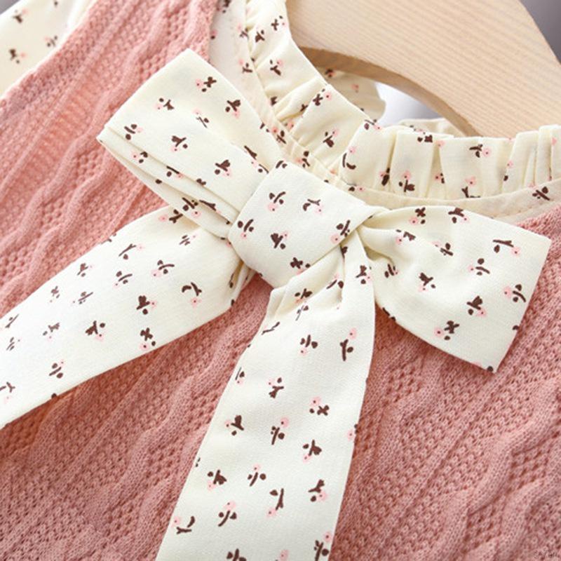 Đầm bé gái tay dài in hoa phong cách Hàn Quốc Se7en