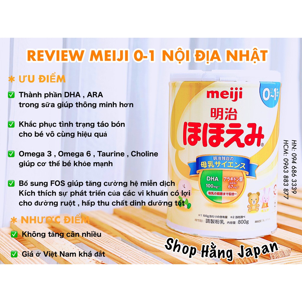 Sữa bột Meiji cho bé từ 0-1 tuổi / 1-3 tuổi Hàng Nhật loại 800g