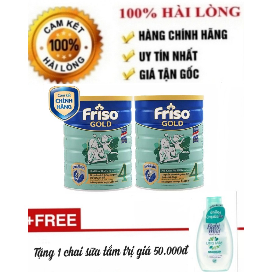 [RẺ NHẤT SHOPEE] Combo 2lon Sữa Friso 4 1,5kg tặng 1 chai sữa tắm babymild