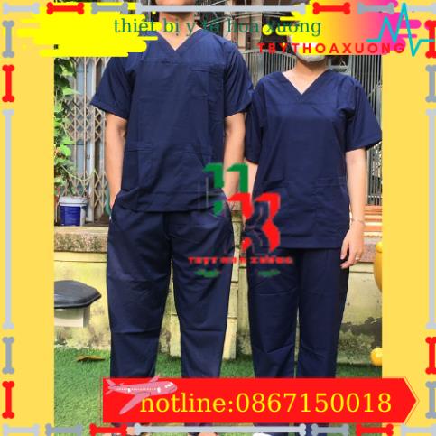 Bộ Scrups Bác Sĩ, Bộ Kĩ Thuật Viên Phòng Mổ, Quần Áo Blouse Nam/Nữ Màu Xanh Than navi