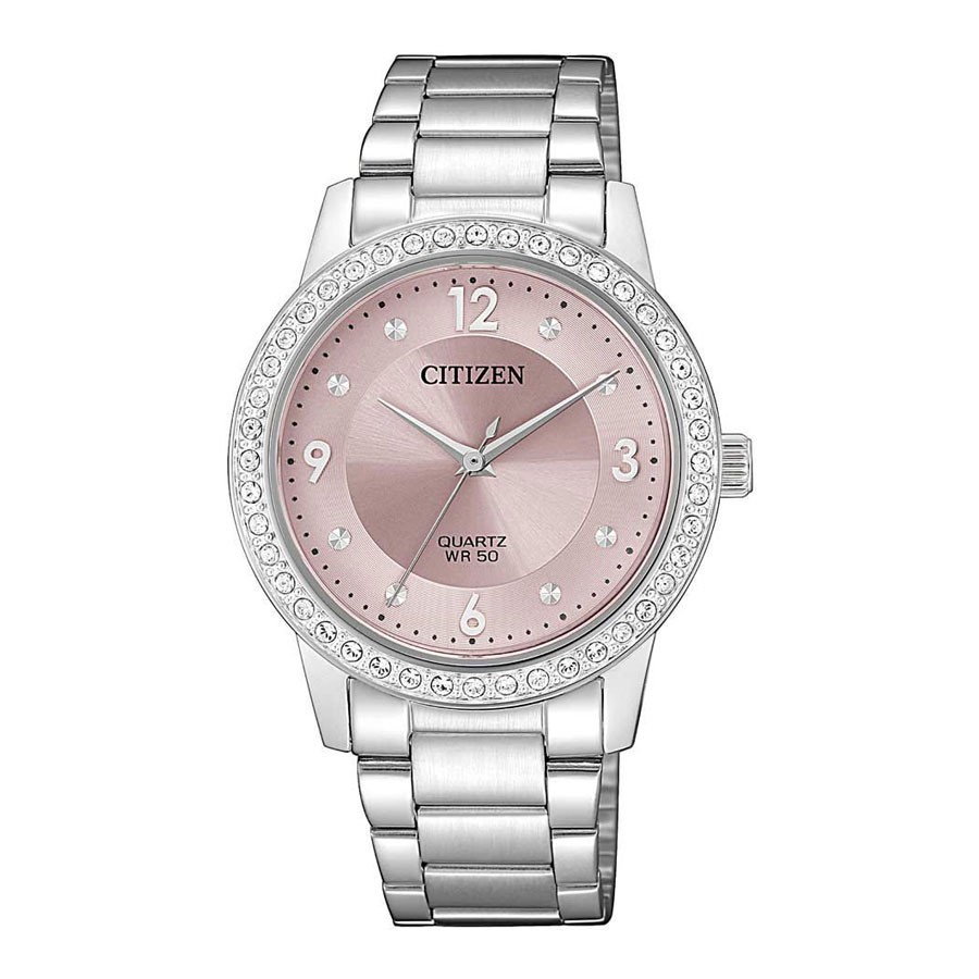 Đồng Hồ Nữ Citizen Đính Đá Swarovski Dây Thép Không Gỉ EL3090-81X - Mặt Hồng